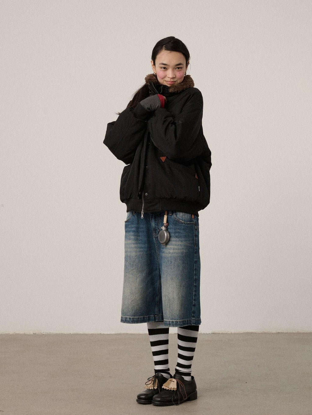 Achihara Embroidered Stand Collar Thickened Loose Women'S Cotton Puffer Jackets