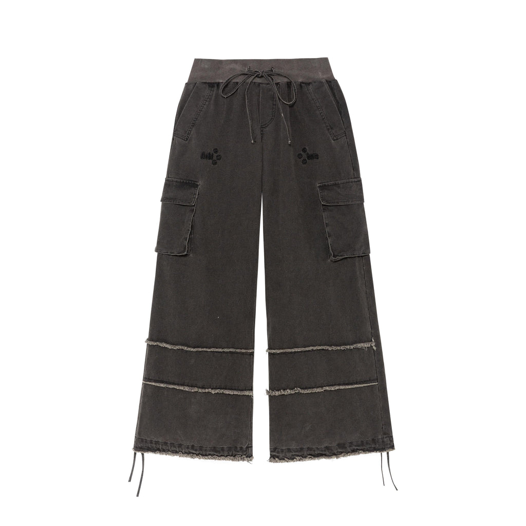 Achihara_Faded_Purple_Star_Print_Cargo_Women'S_Cotton_Mid_Low_Waist_Wide-Leg_Pants_MISSTT