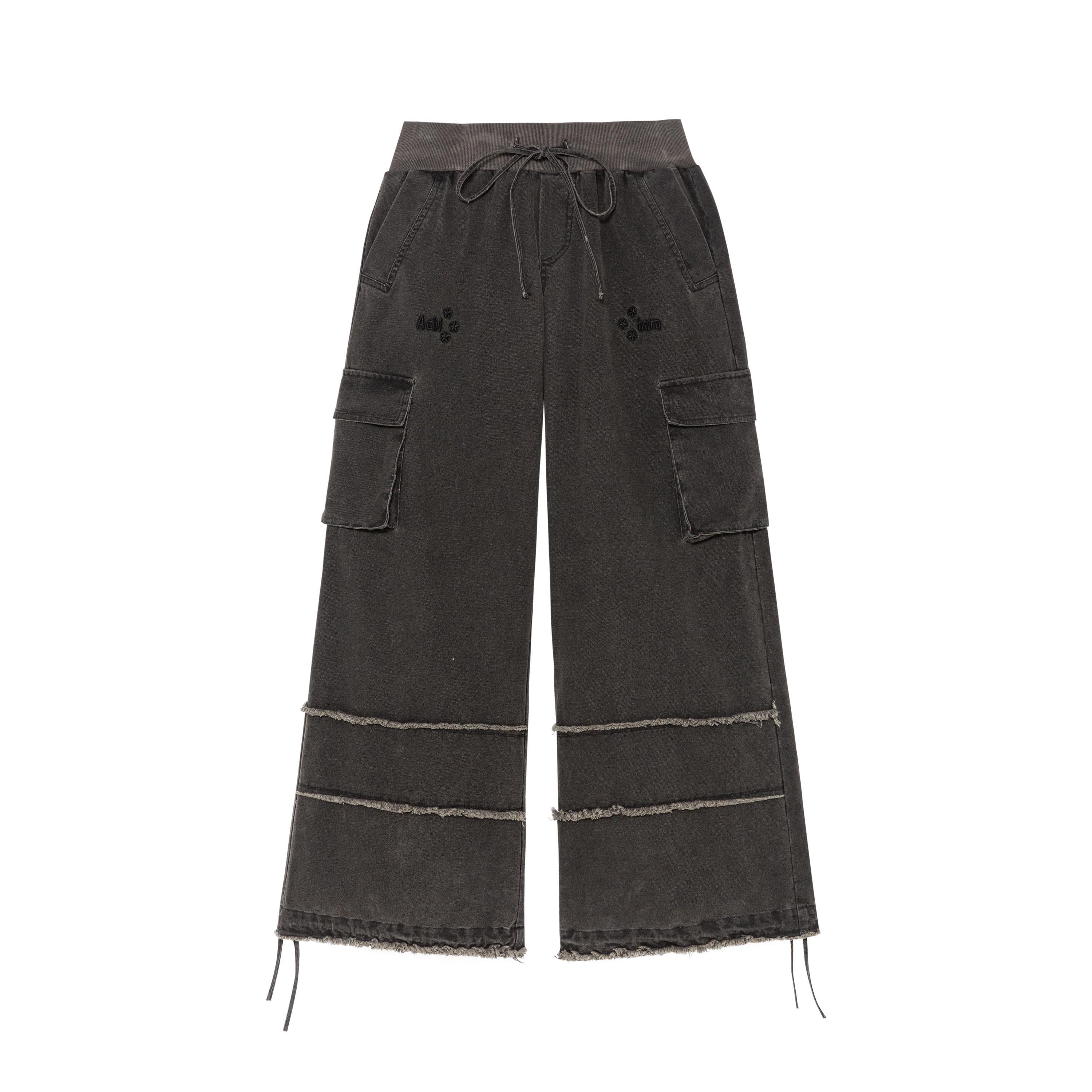Achihara_Faded_Purple_Star_Print_Cargo_Women'S_Cotton_Mid_Low_Waist_Wide-Leg_Pants_MISSTT