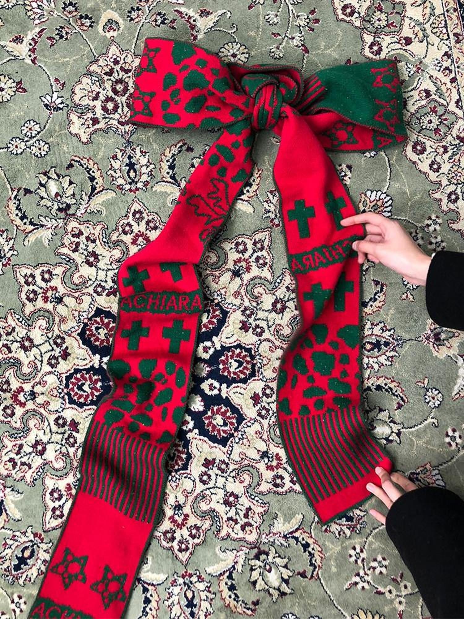 Achihara Festive Colorblock Vintage Christmas Women'S Viscose Blend Scarves & Shawls