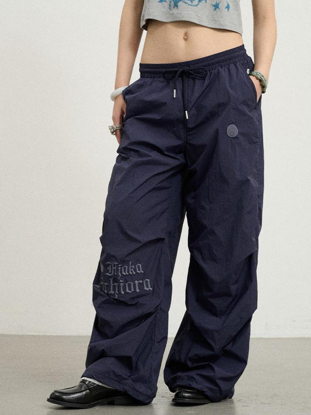 Achihara Floor Length Cargo Natural Waist Women'S Lightweight Wide-Leg Pants