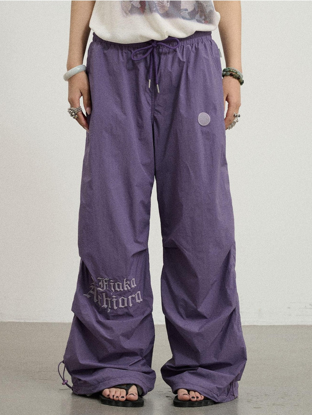 Achihara Floor Length Cargo Natural Waist Women'S Lightweight Wide-Leg Pants