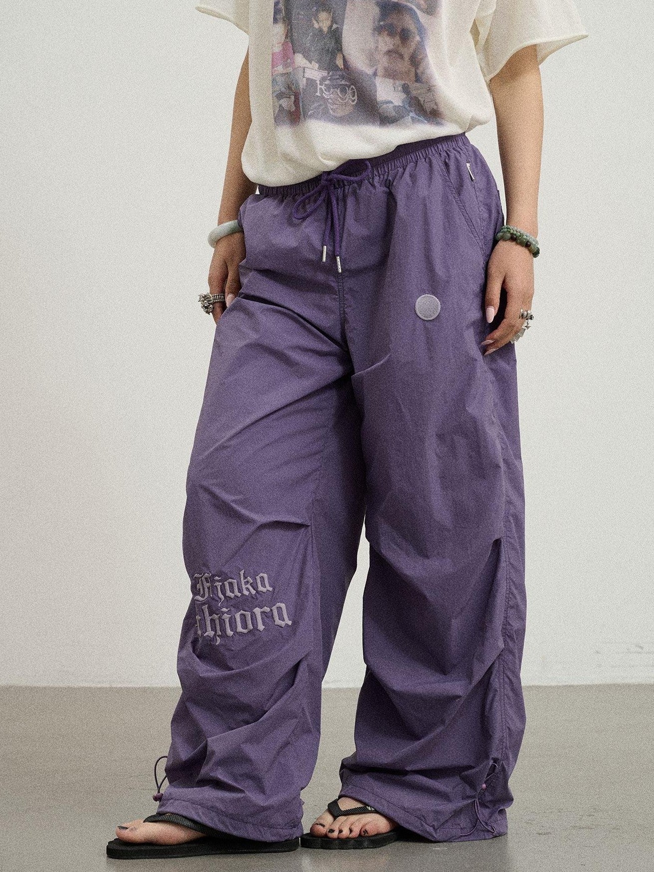 Achihara Floor Length Cargo Natural Waist Women'S Lightweight Wide-Leg Pants