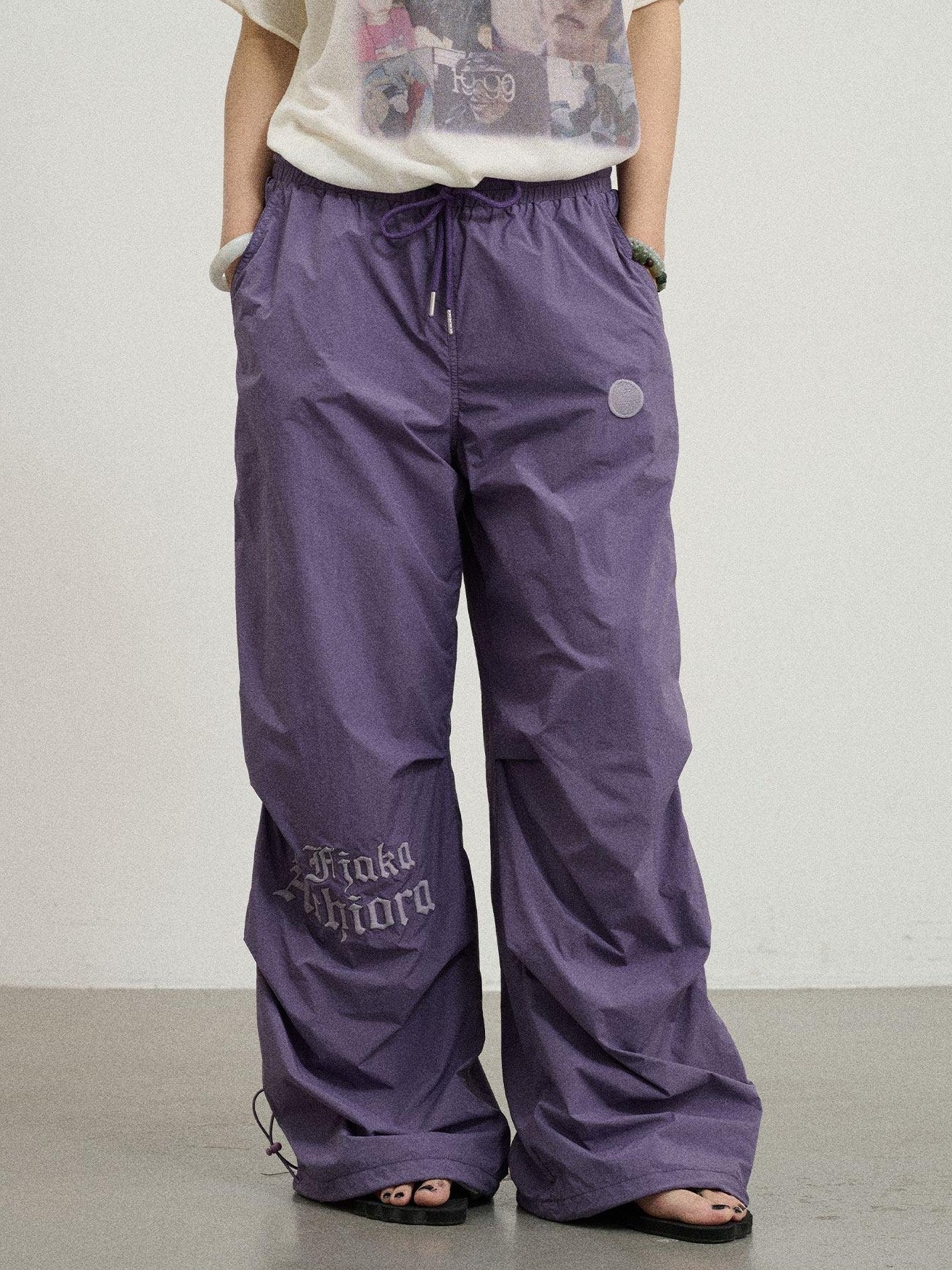 Achihara Floor Length Cargo Natural Waist Women'S Lightweight Wide-Leg Pants