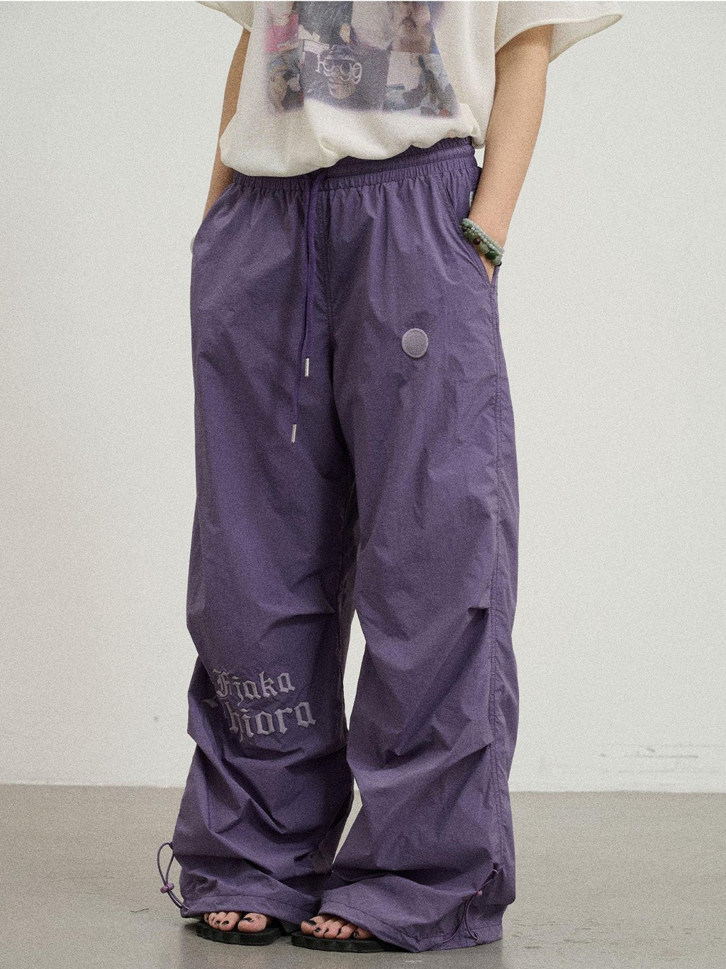 Achihara Floor Length Cargo Natural Waist Women'S Lightweight Wide-Leg Pants
