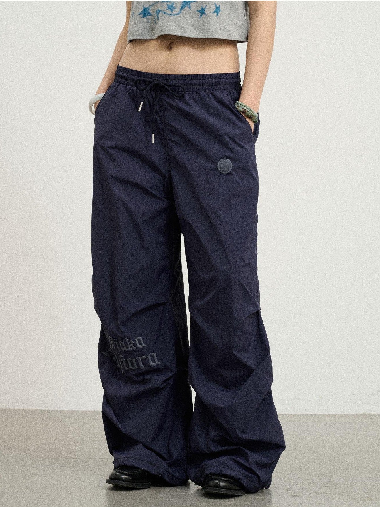 Achihara Floor Length Cargo Natural Waist Women'S Lightweight Wide-Leg Pants