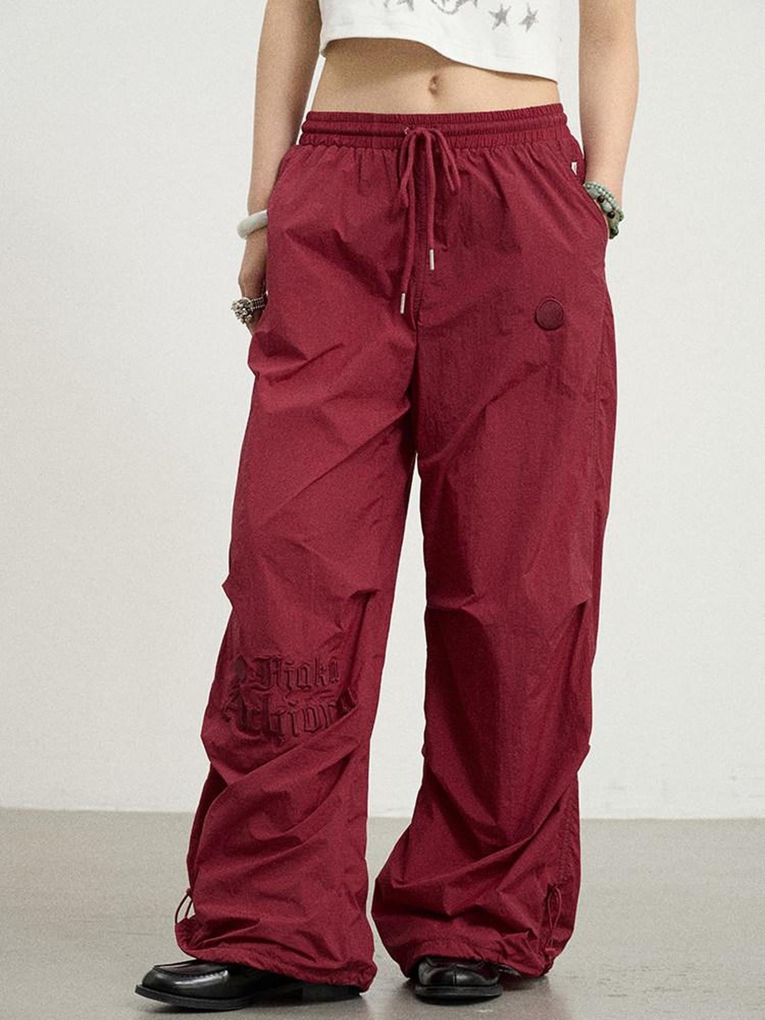 Achihara Floor Length Cargo Natural Waist Women'S Lightweight Wide-Leg Pants