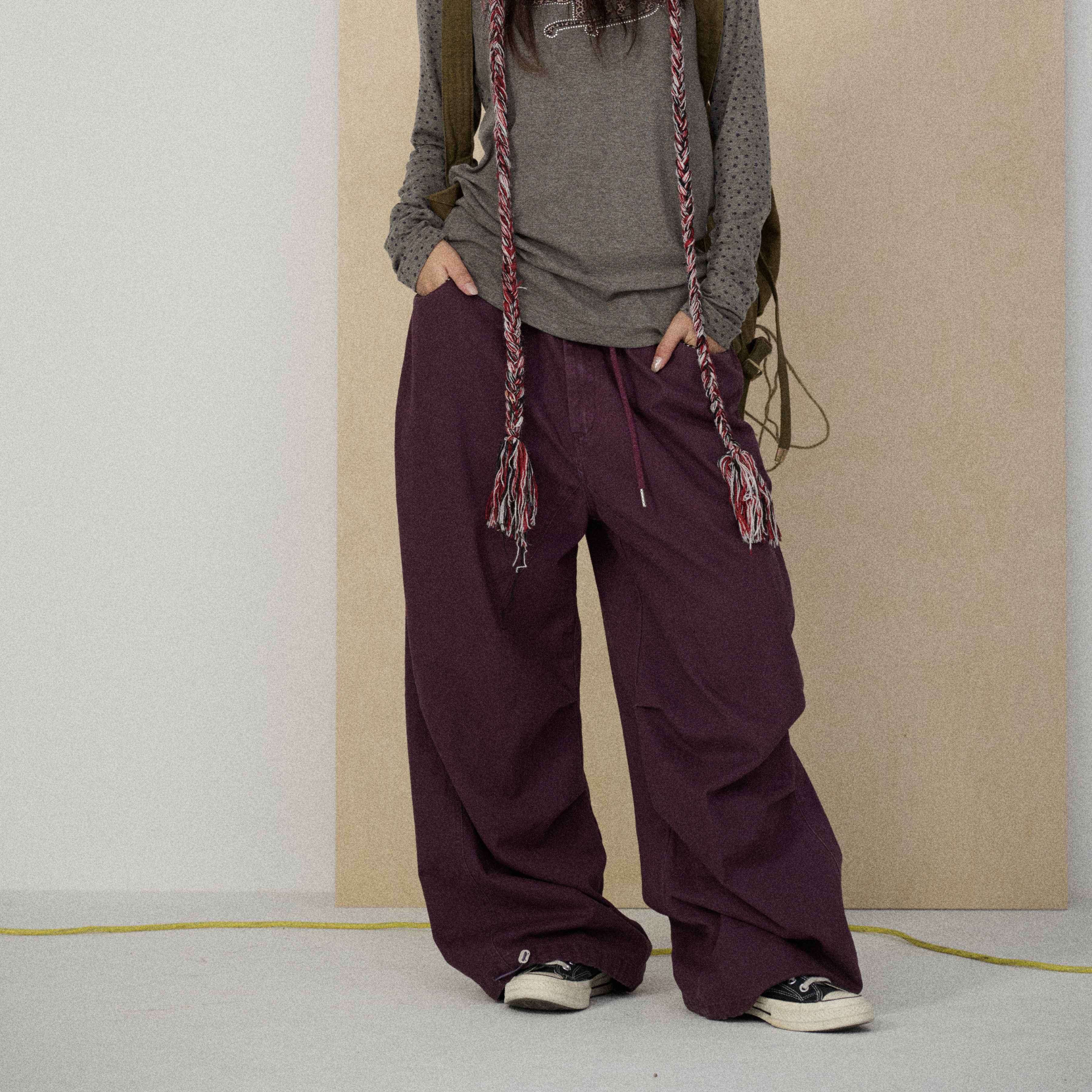 Achihara_Floor_Length_Utility_Letter_Print_Mid_Rise_Women'S_Cotton_Wide-Leg_Pants_MISSTT
