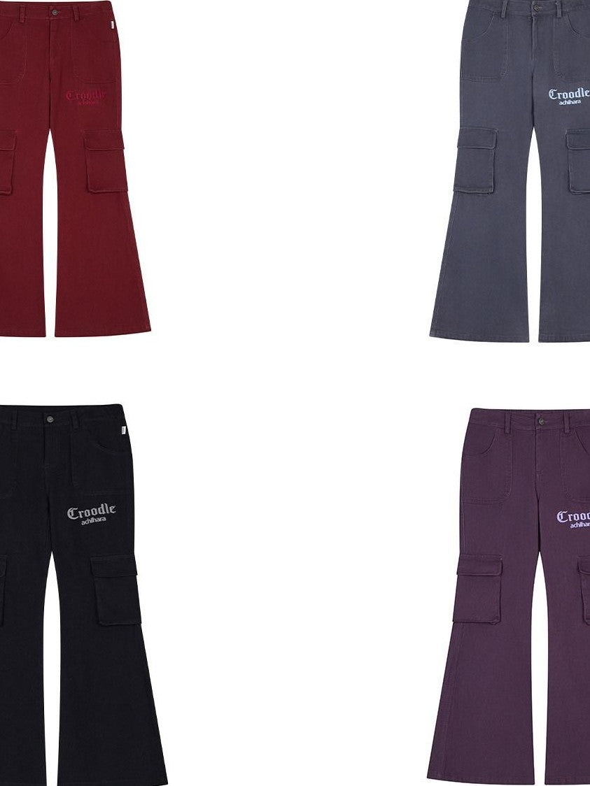 Achihara Floor Sweeping Wide Leg Pockets Zip Fly Women'S 100 Percent Cotton Cargo Pants