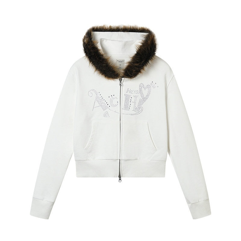 Achihara_Fluffy_Fur_Patch_Hooded_Slim_Short_Women'S_Cotton_Fleece_Lined_Hoodies_MISSTT