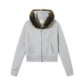 Achihara_Fluffy_Fur_Patch_Hooded_Slim_Short_Women'S_Cotton_Fleece_Lined_Hoodies_MISSTT