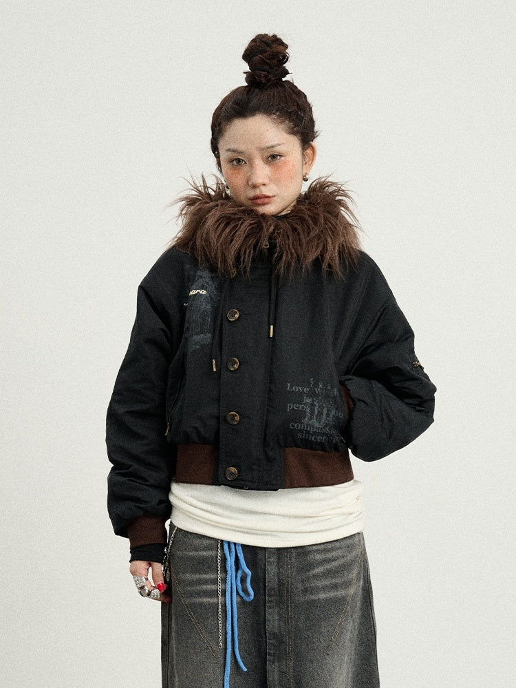 Achihara_Fur_Collar_Hooded_Zip_Short_Women'S_Cotton_Padded_Puffer_Jackets_MISSTT