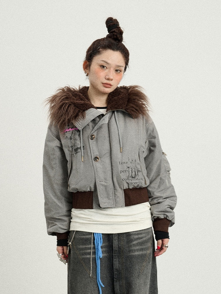Achihara_Fur_Collar_Hooded_Zip_Short_Women'S_Cotton_Padded_Puffer_Jackets_MISSTT