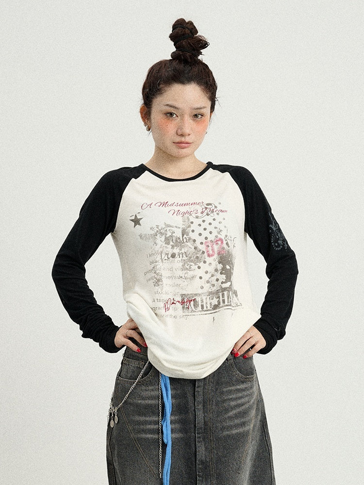Achihara_Galaxy_Colorblock_Round_Neck_Women'S_Viscose_Blend_Long_Sleeve_T-Shirts_MISSTT