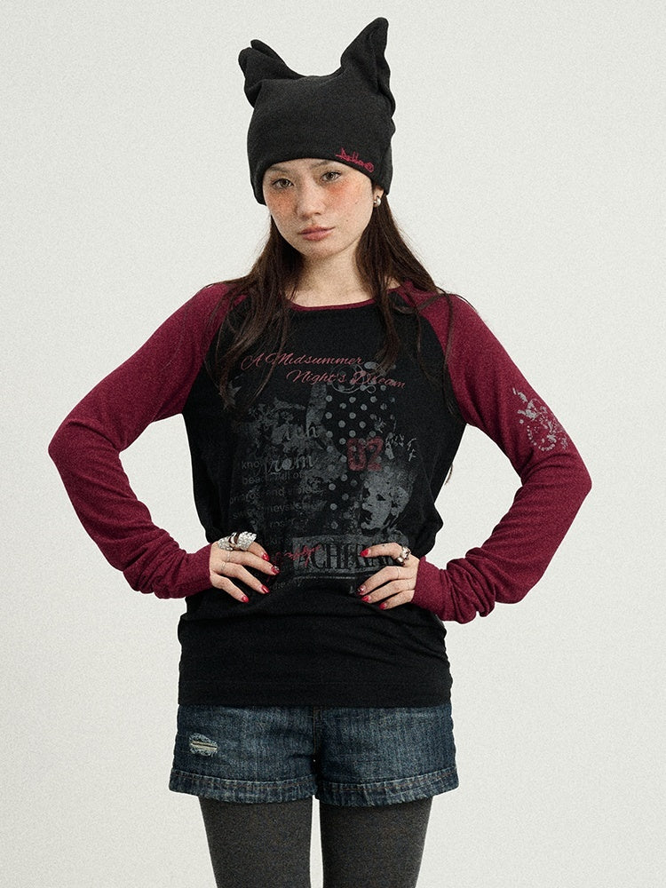 Achihara_Galaxy_Colorblock_Round_Neck_Women'S_Viscose_Blend_Long_Sleeve_T-Shirts_MISSTT