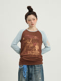 Achihara_Galaxy_Colorblock_Round_Neck_Women'S_Viscose_Blend_Long_Sleeve_T-Shirts_MISSTT