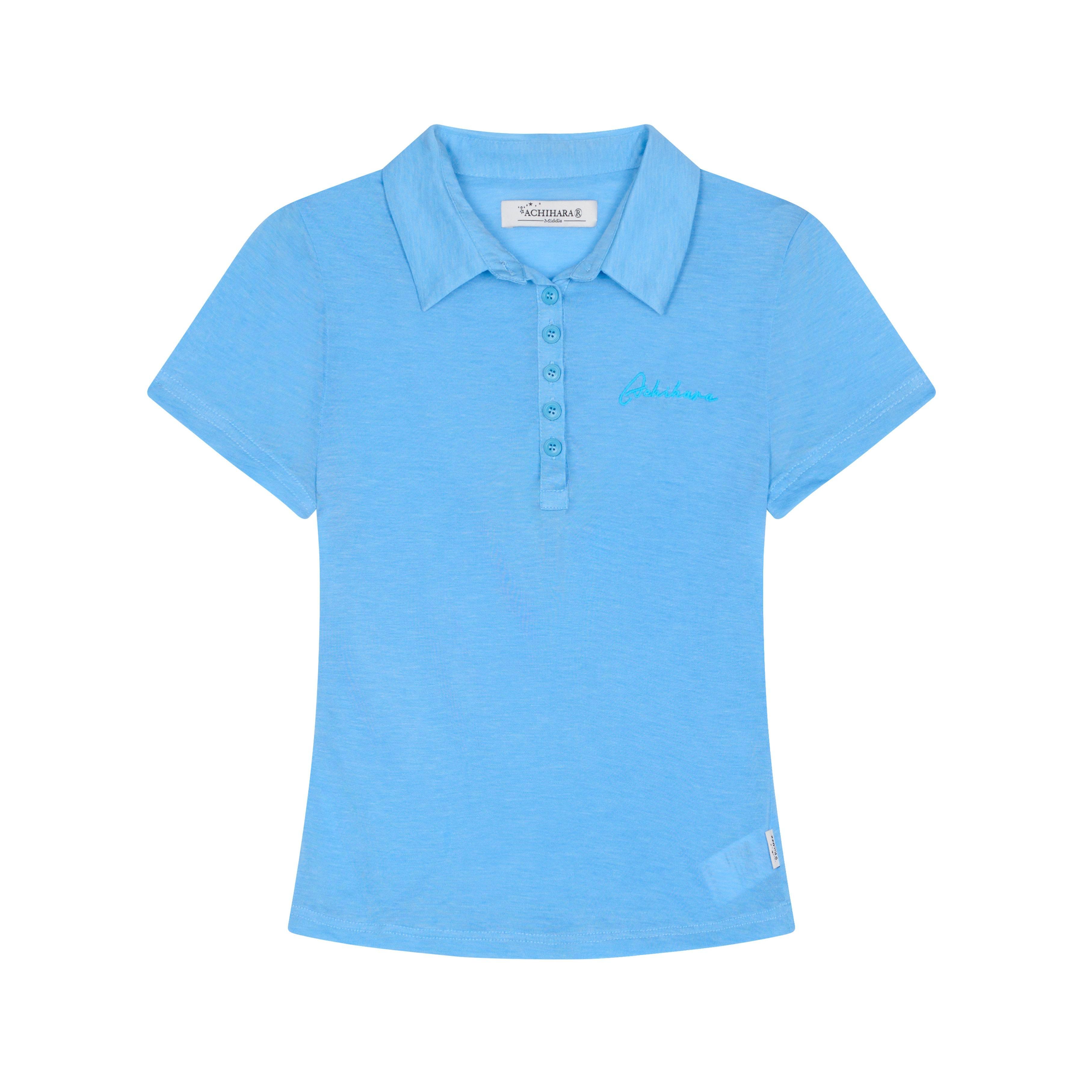 Achihara_Glassine_Cropped_Henley_Slim_Women'S_Cellulose_Blend_Short_Sleeve_T-Shirts_MISSTT