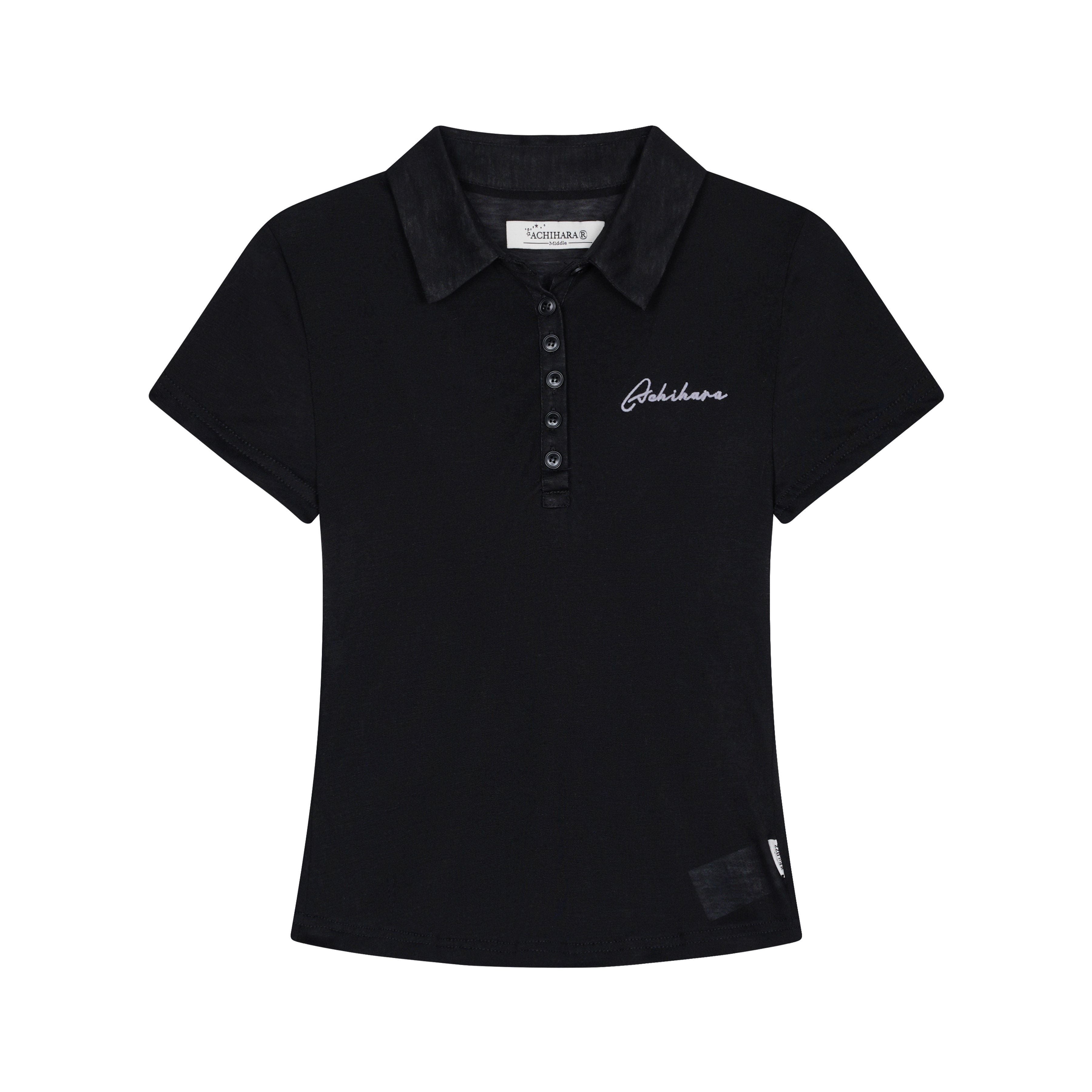Achihara_Glassine_Cropped_Henley_Slim_Women'S_Cellulose_Blend_Short_Sleeve_T-Shirts_MISSTT