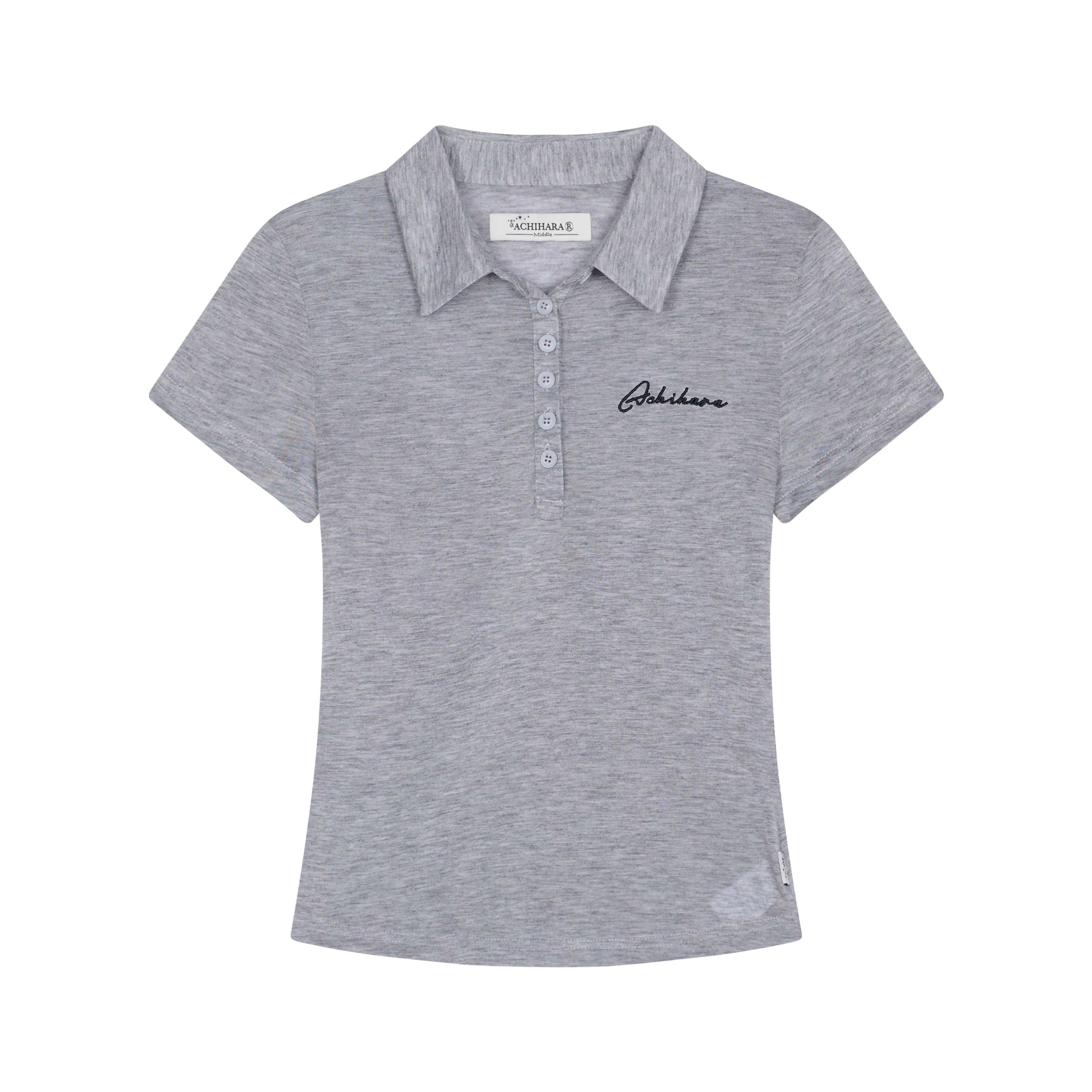 Achihara_Glassine_Cropped_Henley_Slim_Women'S_Cellulose_Blend_Short_Sleeve_T-Shirts_MISSTT
