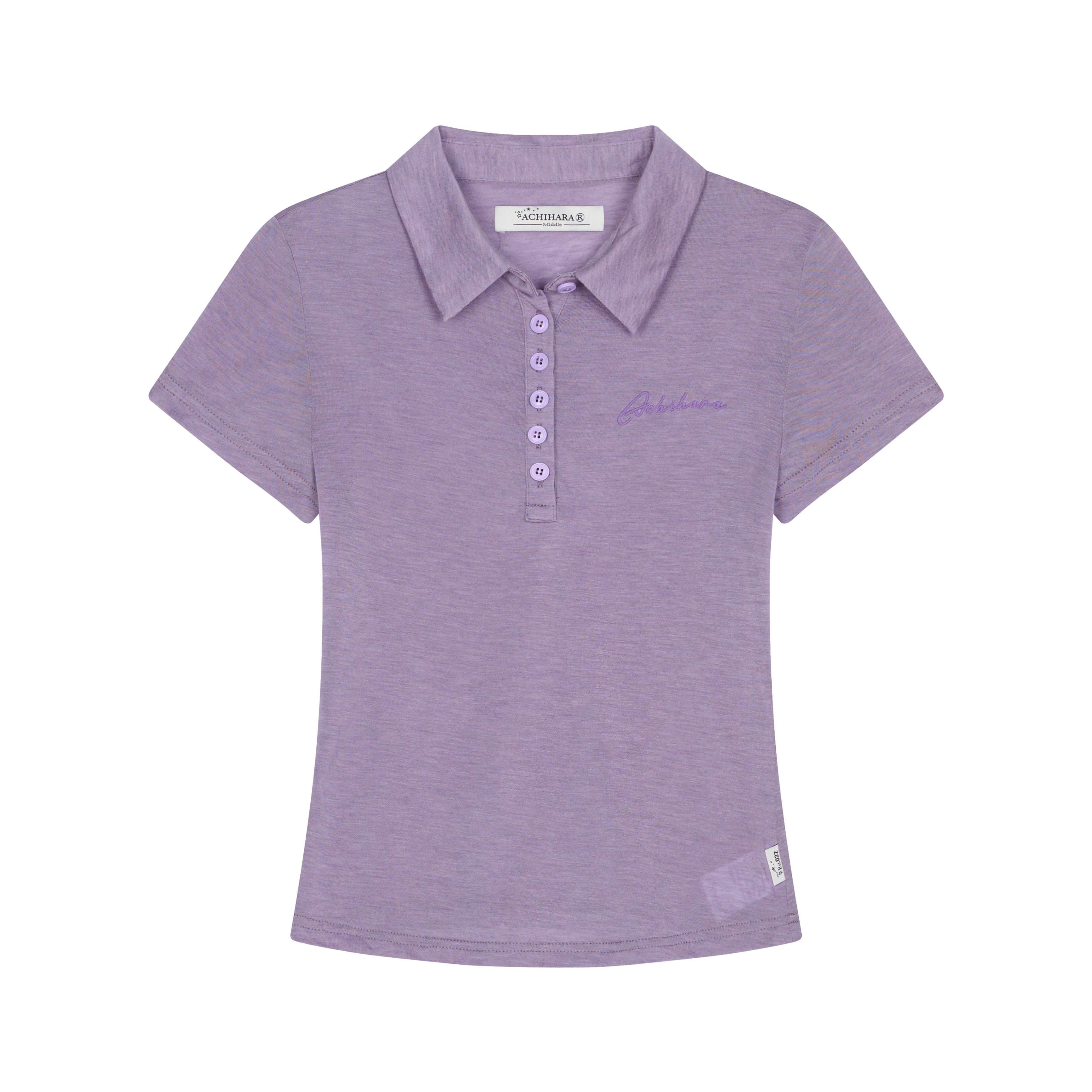 Achihara_Glassine_Cropped_Henley_Slim_Women'S_Cellulose_Blend_Short_Sleeve_T-Shirts_MISSTT