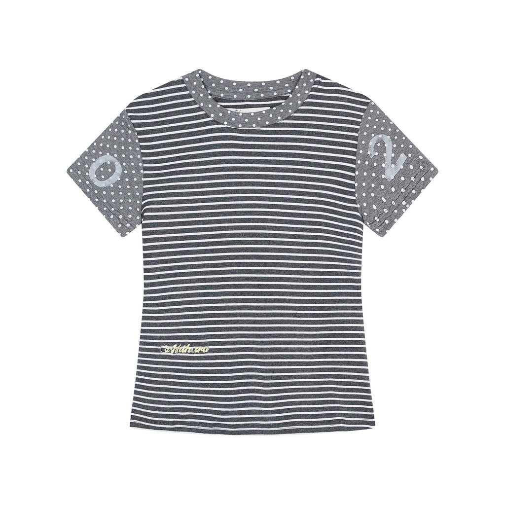 Achihara_Glitch_Stripe_Dot_Patchwork_Cross_Print_Women'S_Cotton_Short_Sleeve_T-Shirts_MISSTT