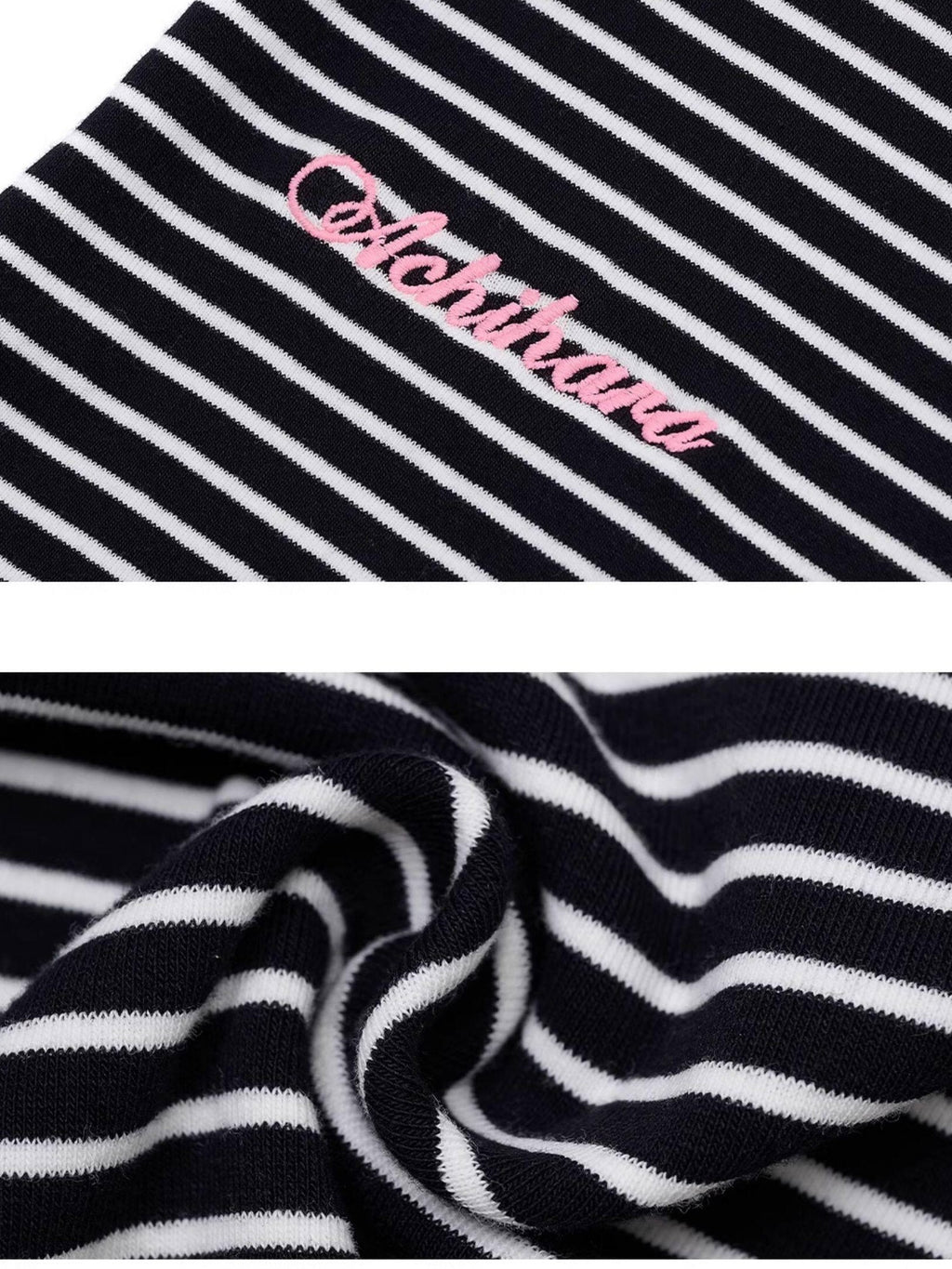 Achihara Glitch Stripe Dot Patchwork Cross Print Women'S Cotton Short Sleeve T-Shirts