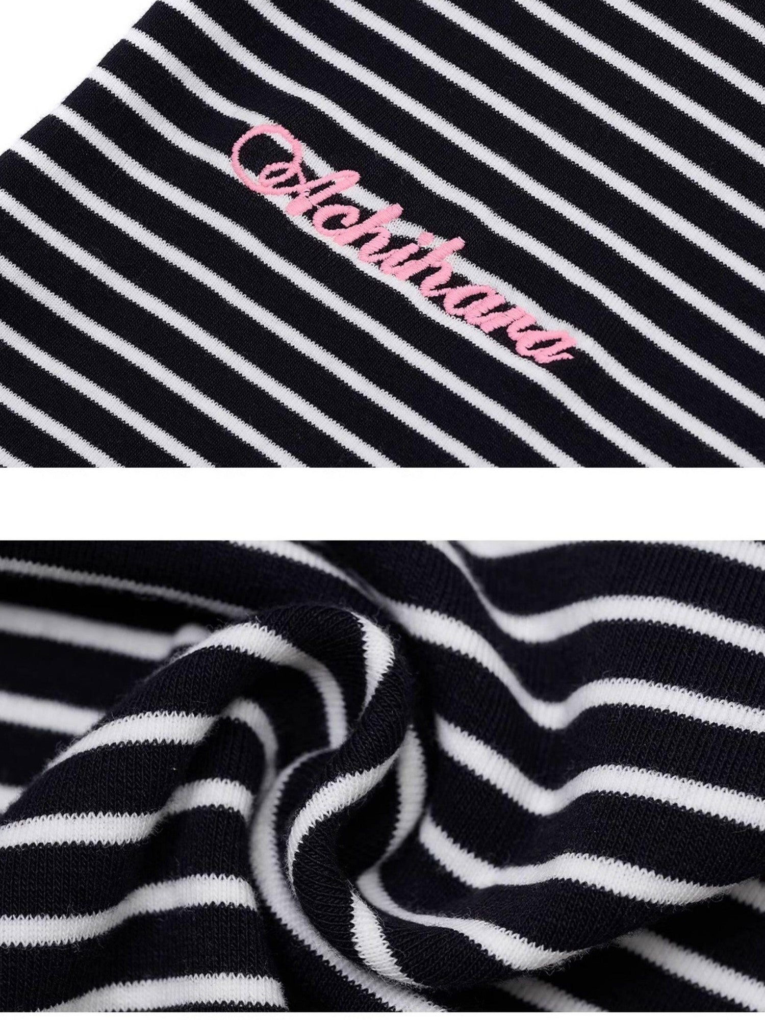 Achihara Glitch Stripe Dot Patchwork Cross Print Women'S Cotton Short Sleeve T-Shirts