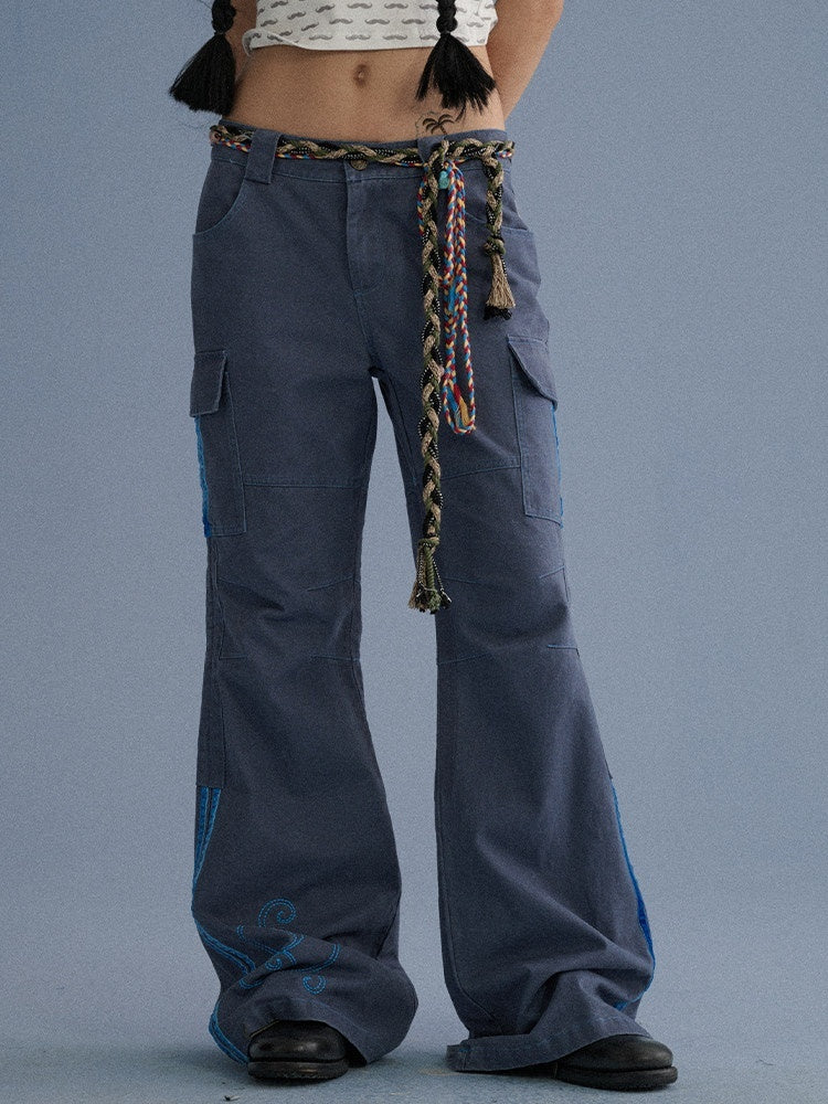 Achihara_Gray_Blue_Pocketed_Floor_Length_Casual_Women'S_Cotton_Cargo_Pants_MISSTT