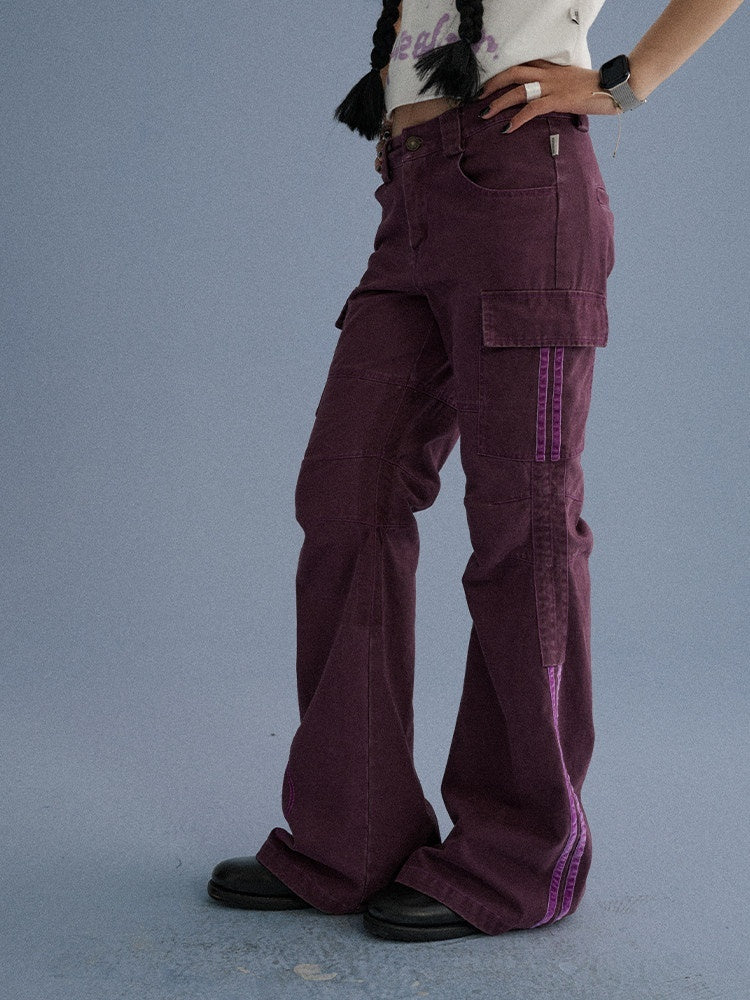 Achihara_Gray_Blue_Pocketed_Floor_Length_Casual_Women'S_Cotton_Cargo_Pants_MISSTT