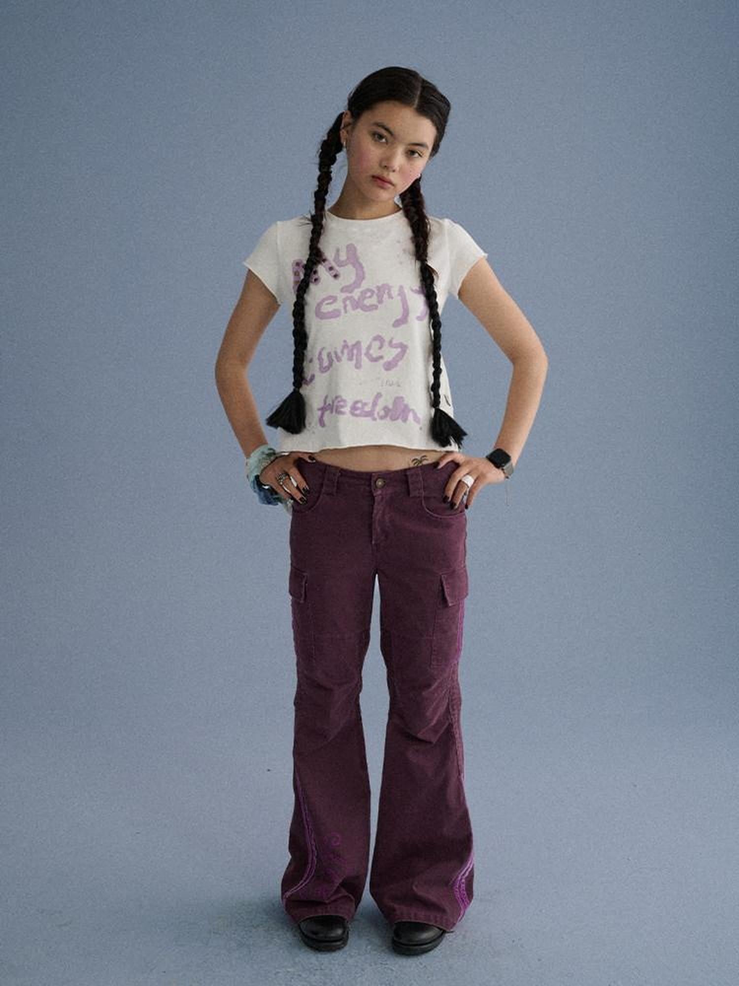 Achihara Gray Blue Pocketed Floor Length Casual Women'S Cotton Cargo Pants