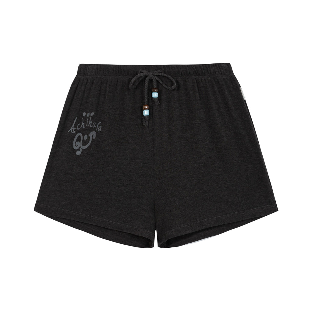 Achihara_Grey_Rabbit_Print_Minimal_Straight_Loose_Women'S_Viscose_Blend_Chino_Shorts_MISSTT