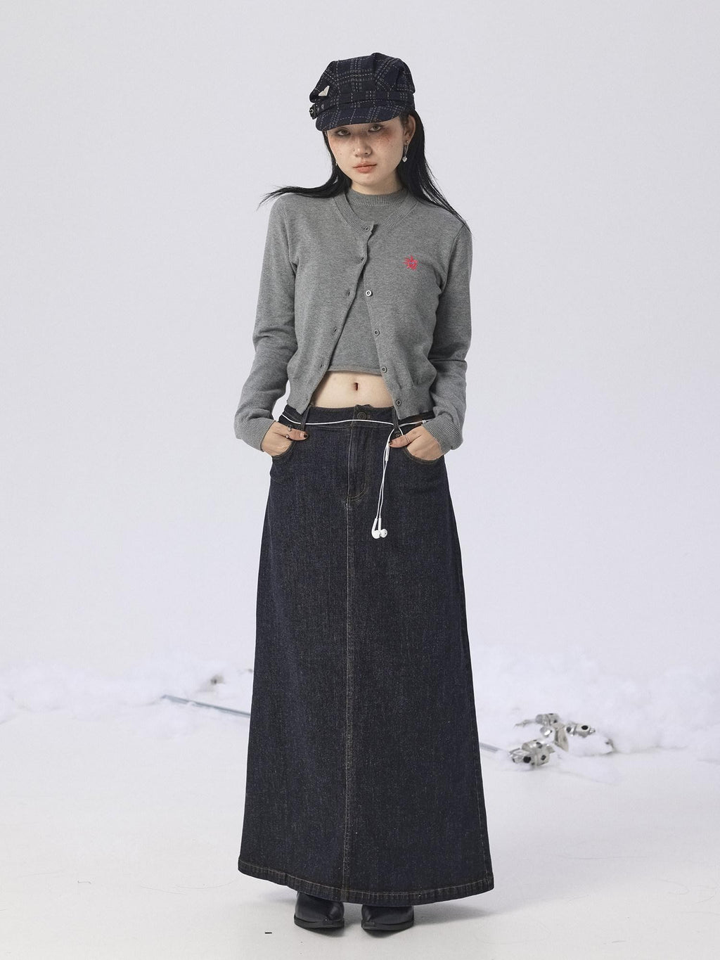 Achihara Heather Gray Long Sleeve Open Front Women'S Brushed Knit Cardigans