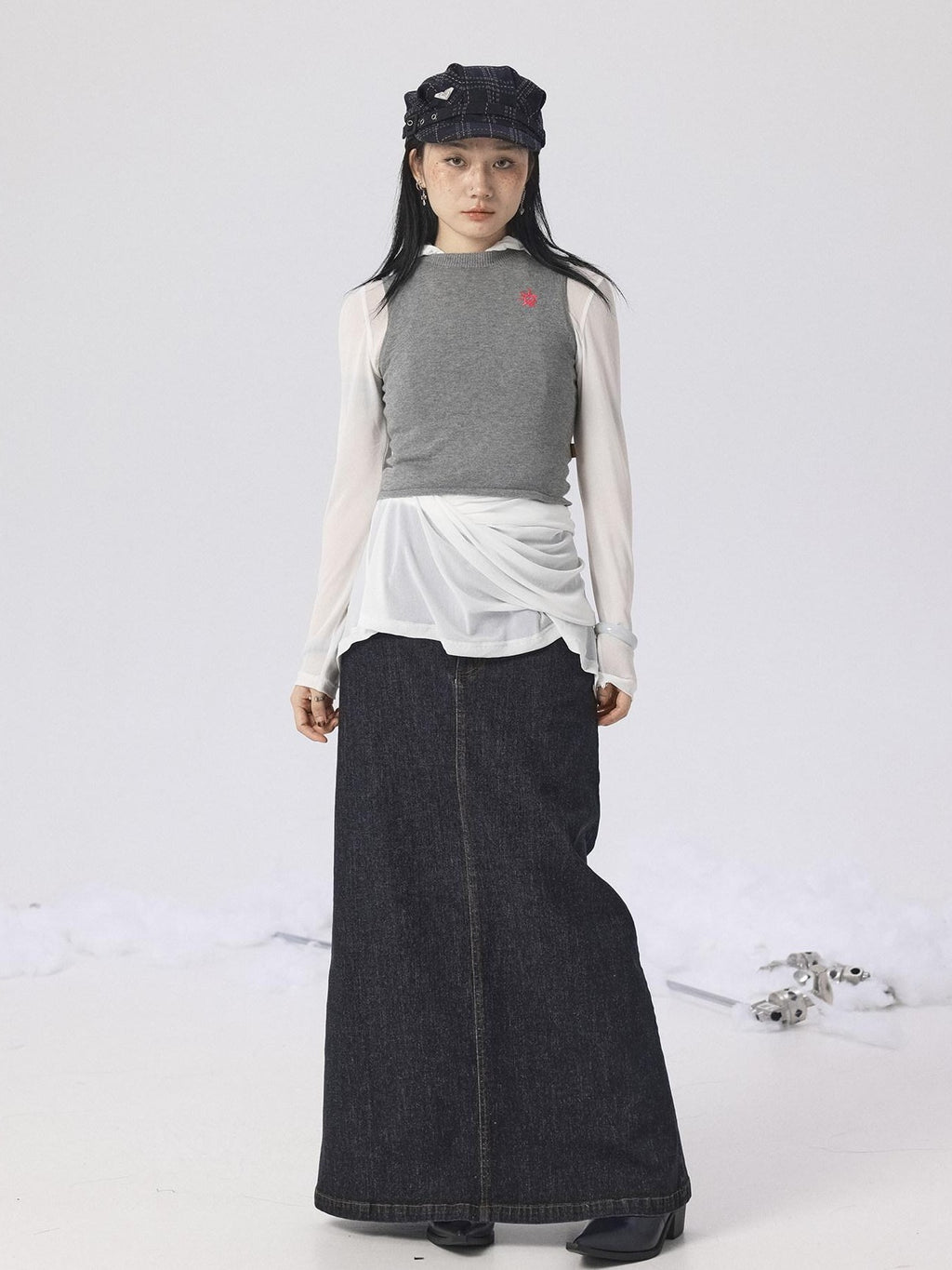 Achihara Heather Gray Long Sleeve Open Front Women'S Brushed Knit Cardigans