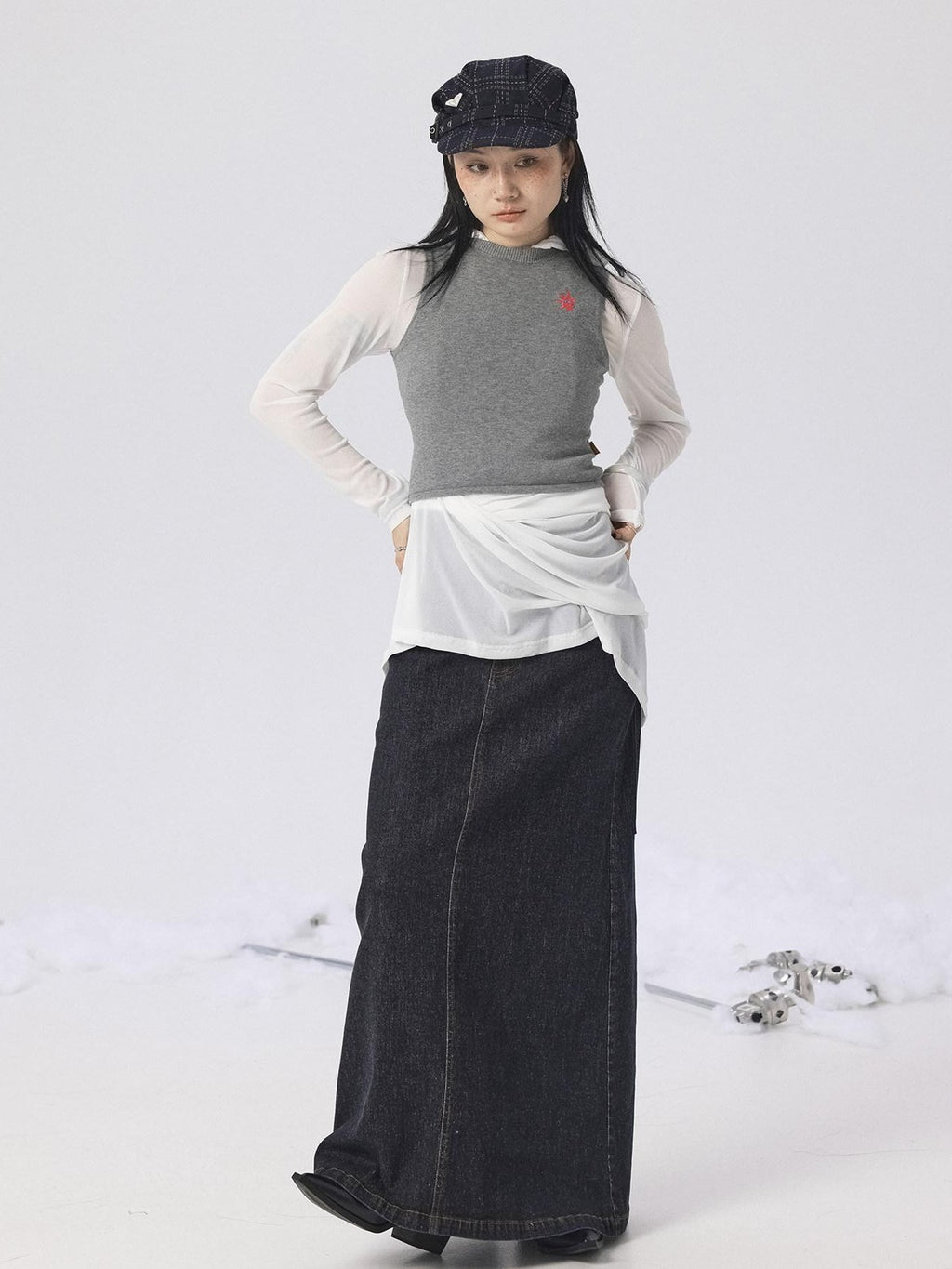 Achihara Heather Gray Long Sleeve Open Front Women'S Brushed Knit Cardigans
