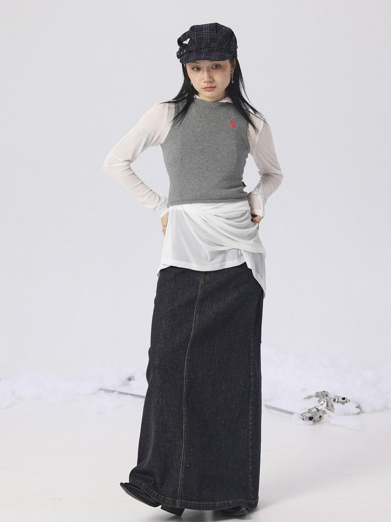 Achihara Heather Gray Long Sleeve Open Front Women'S Brushed Knit Cardigans