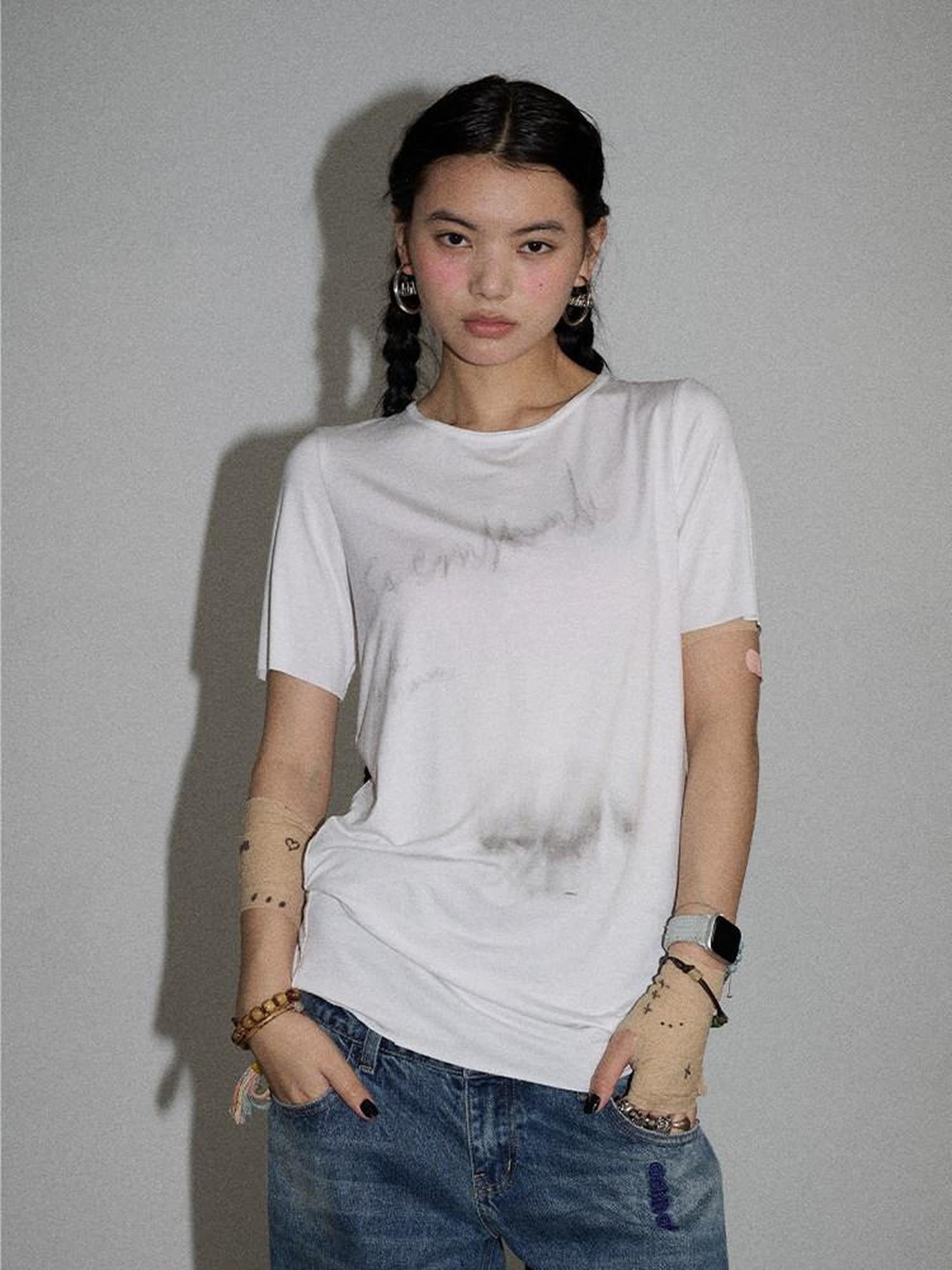 Achihara Jelly Creative Print Slim Fit Women'S Cotton Spandex Short Sleeve T-Shirts
