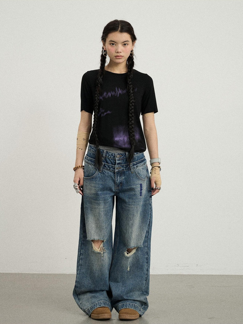 Achihara Jelly Creative Print Slim Fit Women'S Cotton Spandex Short Sleeve T-Shirts