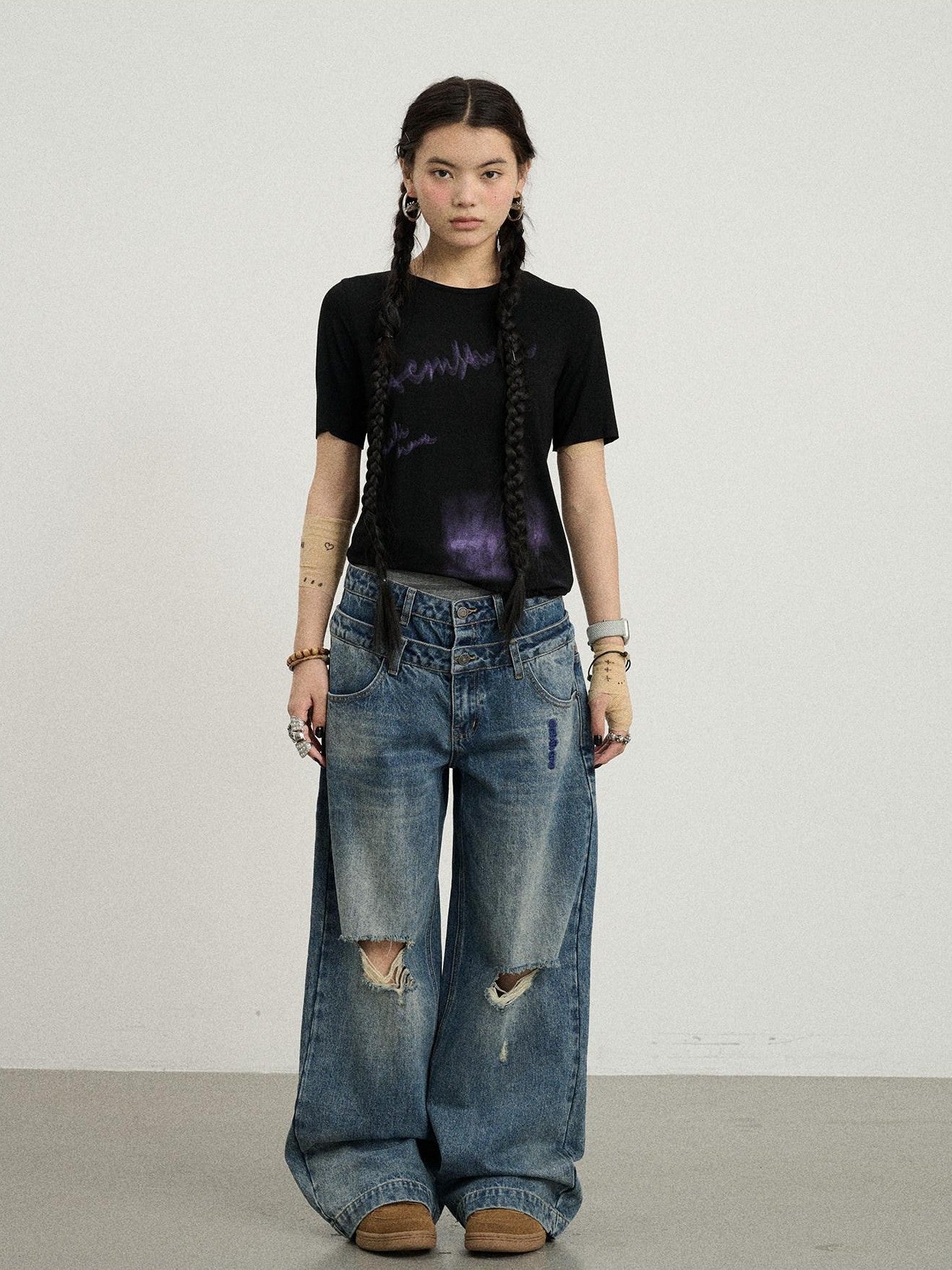 Achihara Jelly Creative Print Slim Fit Women'S Cotton Spandex Short Sleeve T-Shirts