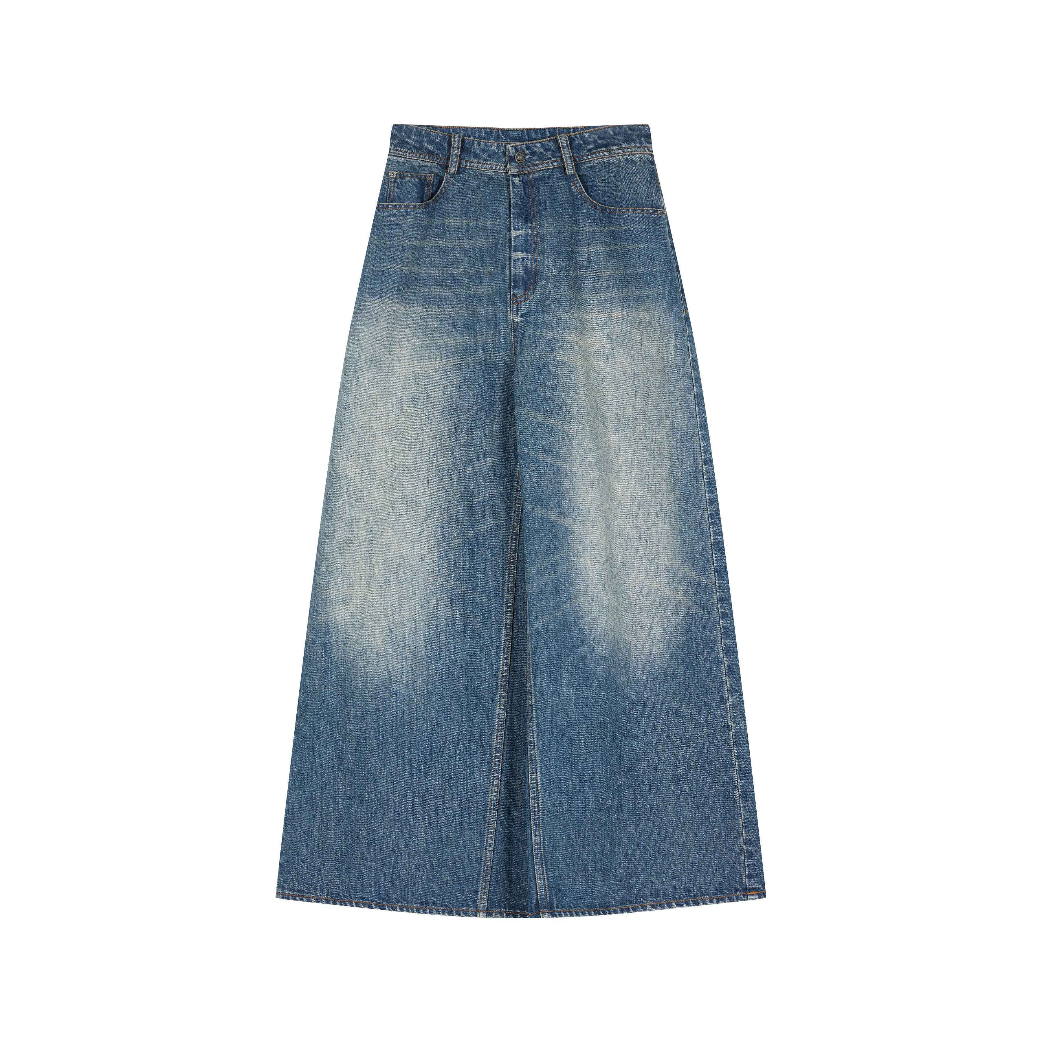 Achihara_Kangaroo_Pocket_Washed_Distressed_Loose_Floor_Length_Women'S_Denim_Skorts_MISSTT