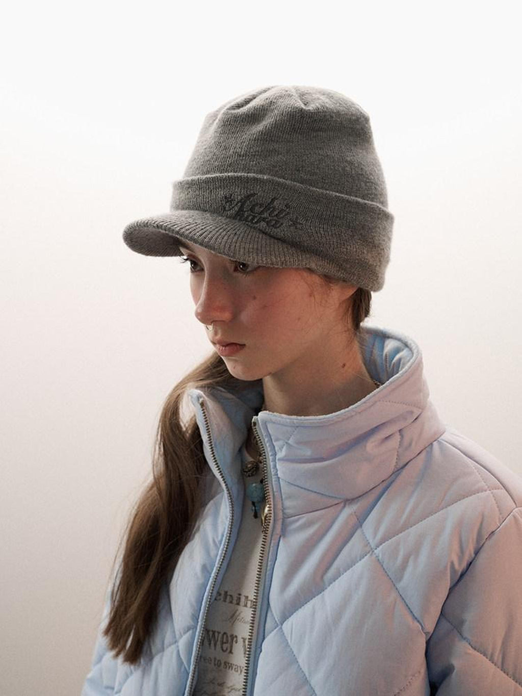 Achihara Knitted Letter Pattern Earflap Round Top Women'S Acrylic Hats