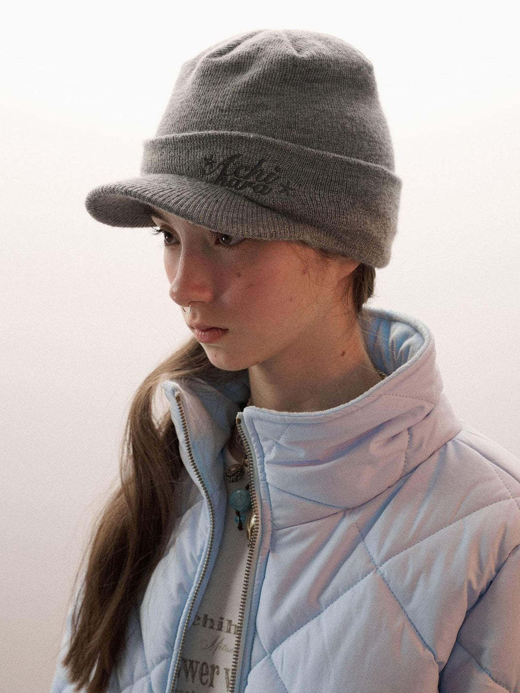 Achihara Knitted Letter Pattern Earflap Round Top Women'S Acrylic Hats