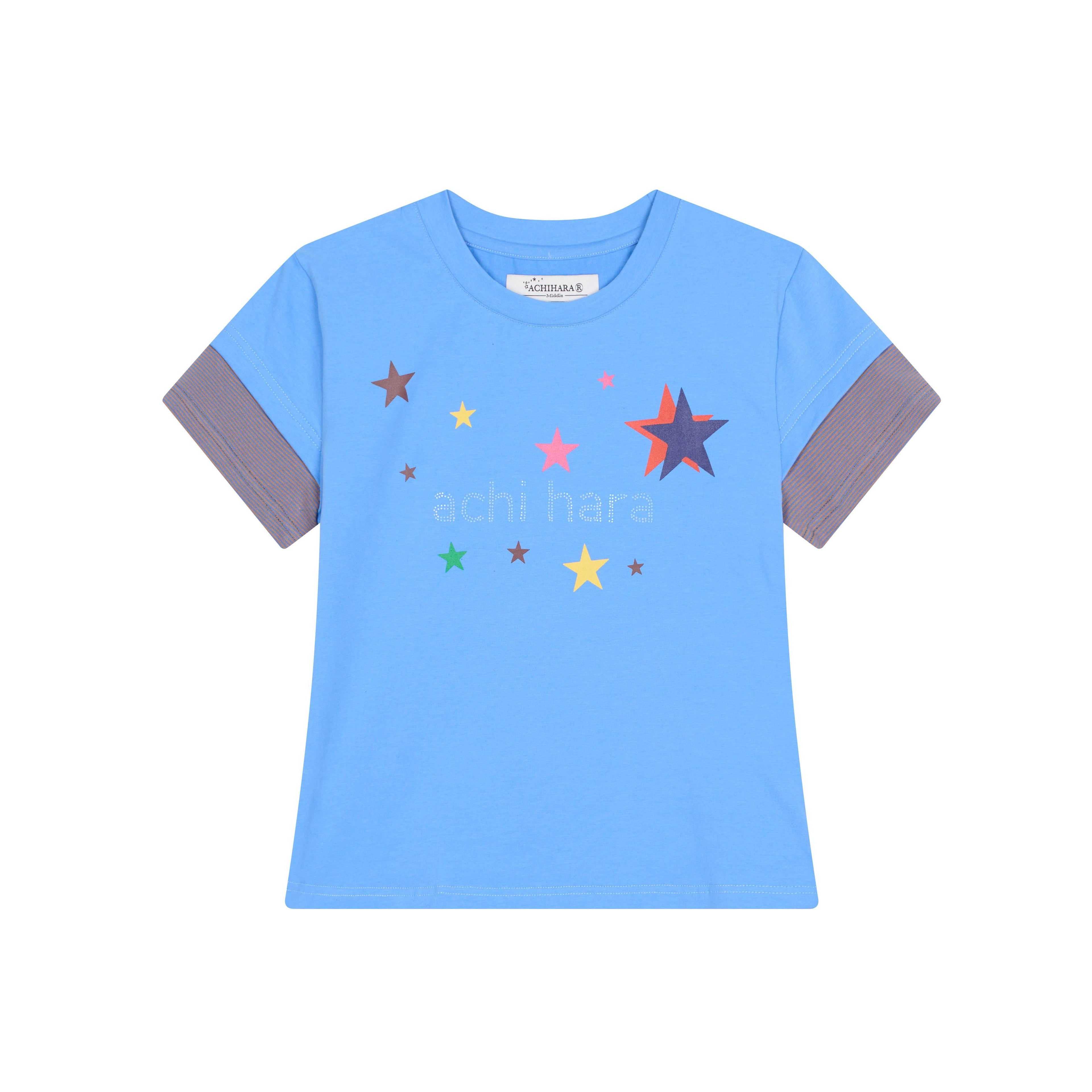 Achihara_Layered_Creative_Print_Slim_Fit_Women'S_Cotton_Blend_Short_Sleeve_T-Shirts_MISSTT