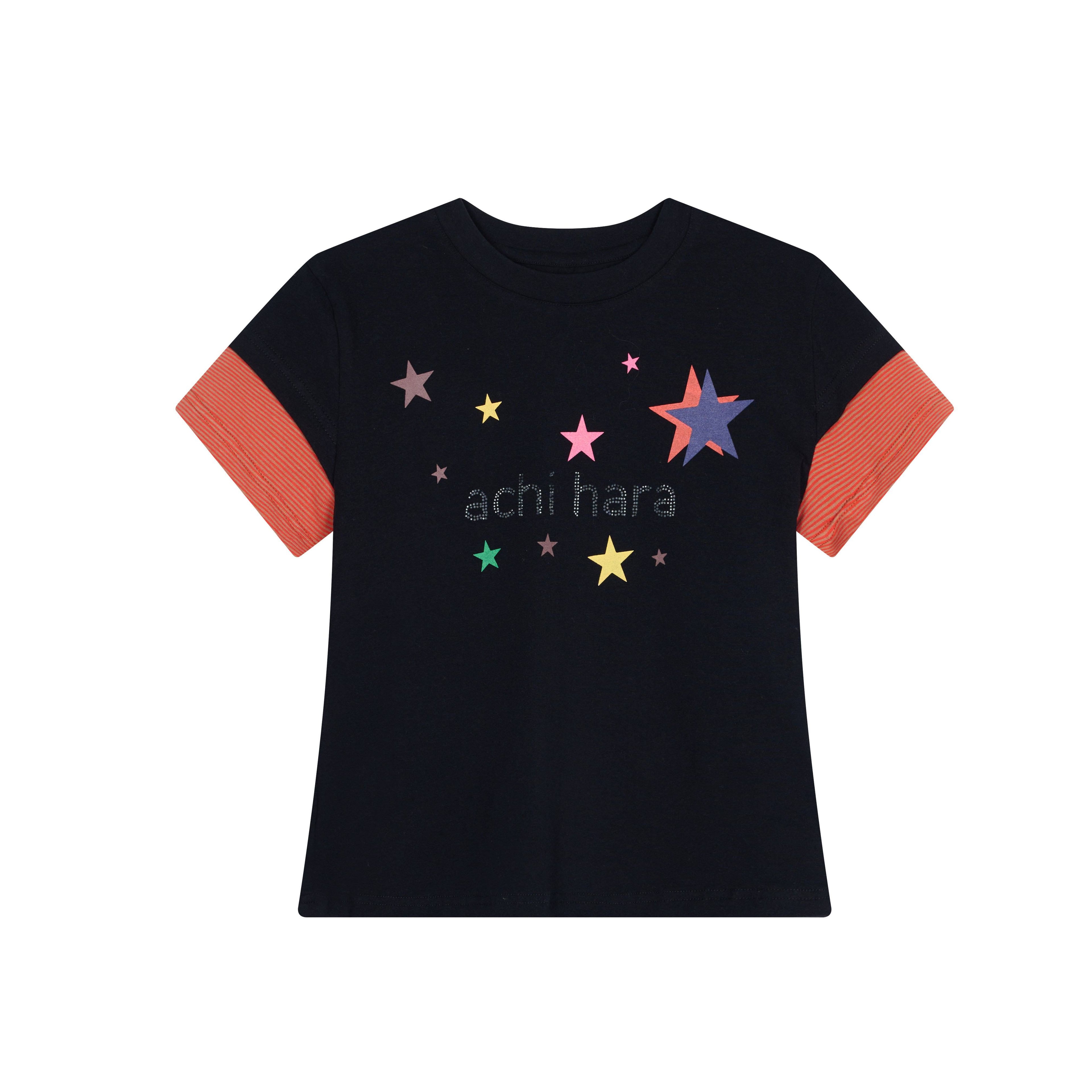 Achihara_Layered_Creative_Print_Slim_Fit_Women'S_Cotton_Blend_Short_Sleeve_T-Shirts_MISSTT