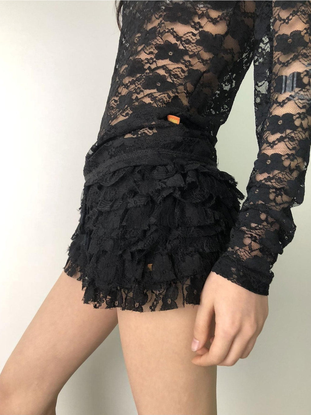 Achihara Layered Ruffled Lace A Line Women'S Stretch Polyamide Spandex Mini Skirts