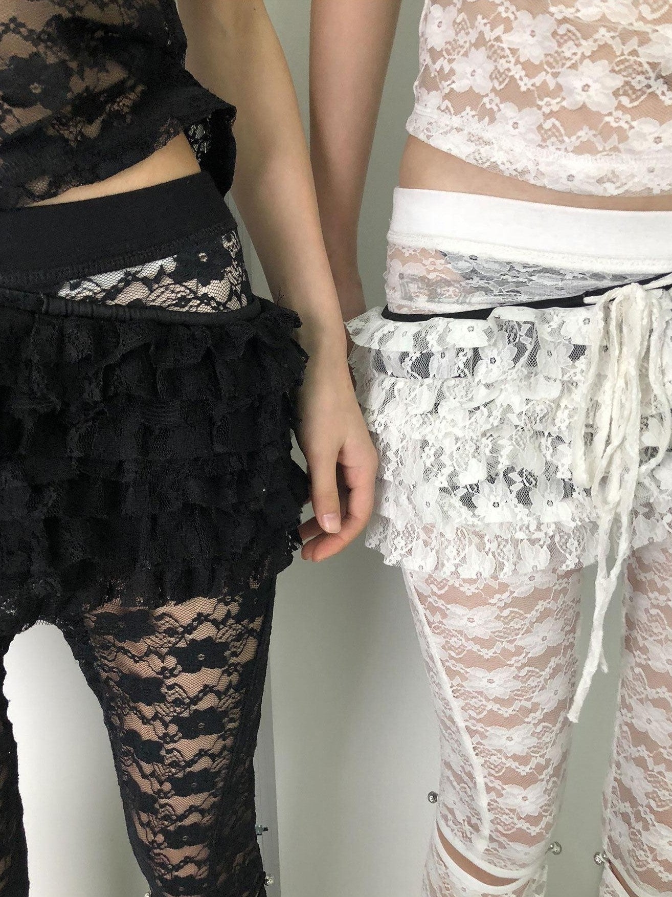 Achihara Layered Ruffled Lace A Line Women'S Stretch Polyamide Spandex Mini Skirts