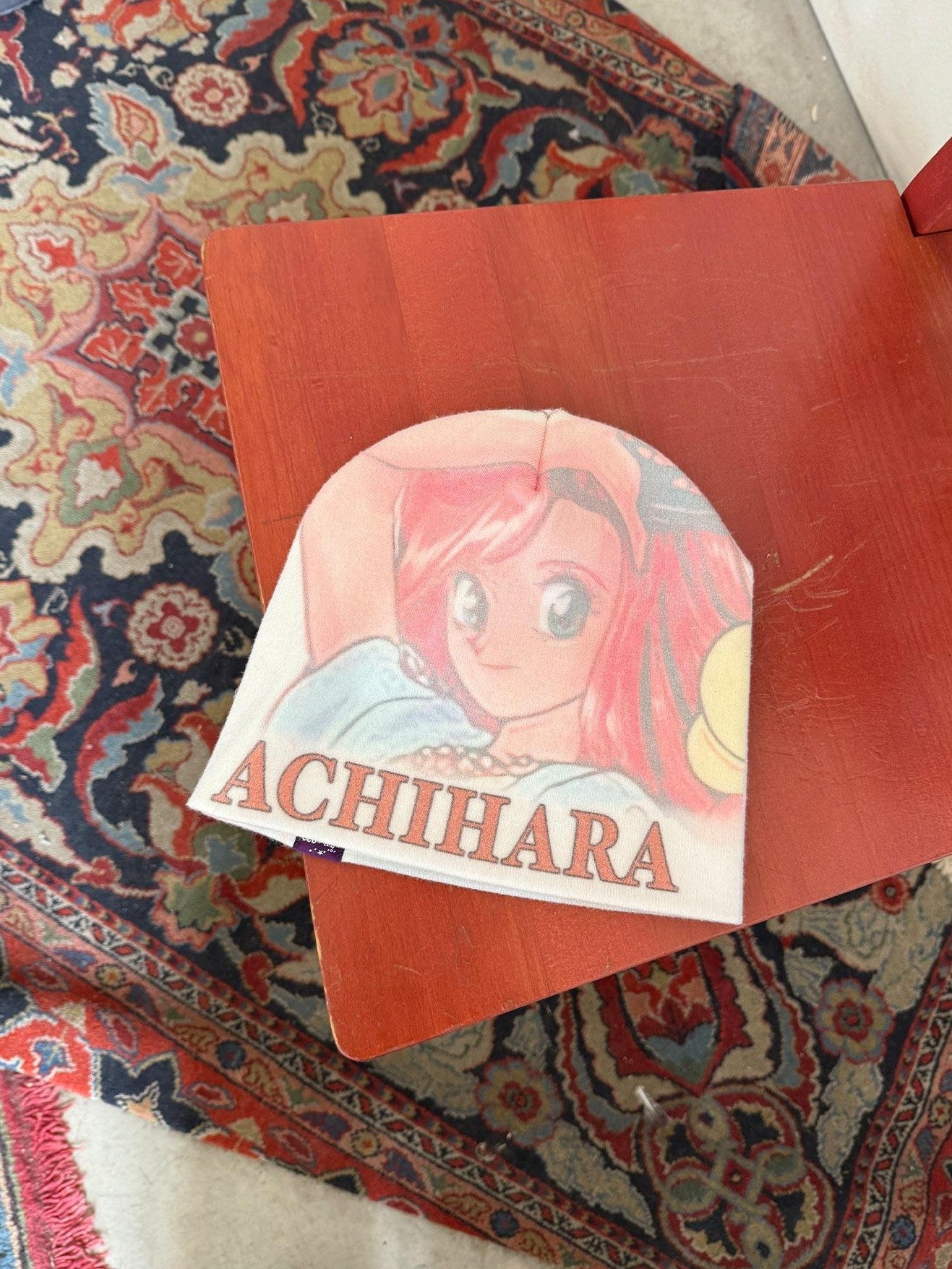 Achihara Letter Print Ear Flap Windproof Round Top Women'S Cotton Winter Hats