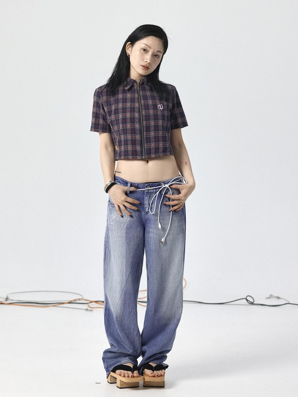 Achihara Light Washed High Waist Floor Length Durable Women'S Denim Wide Leg Jeans