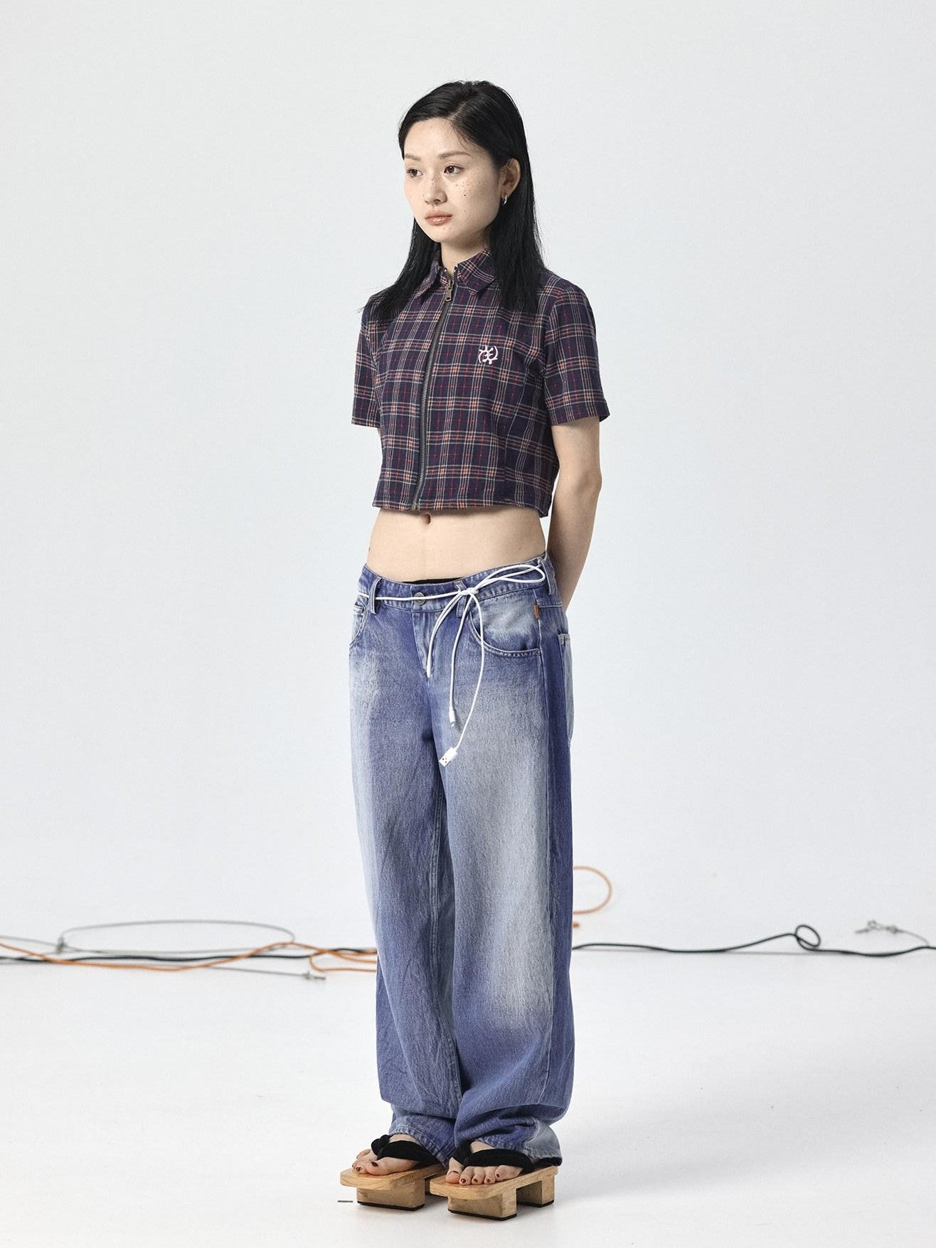Achihara Light Washed High Waist Floor Length Durable Women'S Denim Wide Leg Jeans