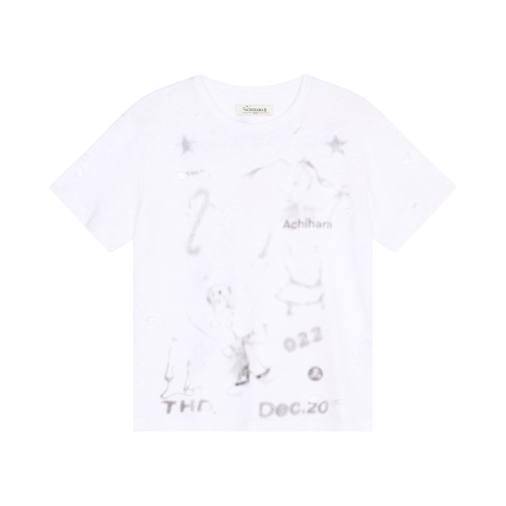 Achihara_Loose_Distressed_Graffiti_Print_Women'S_Cotton_Blend_Short_Sleeve_T-Shirts_MISSTT