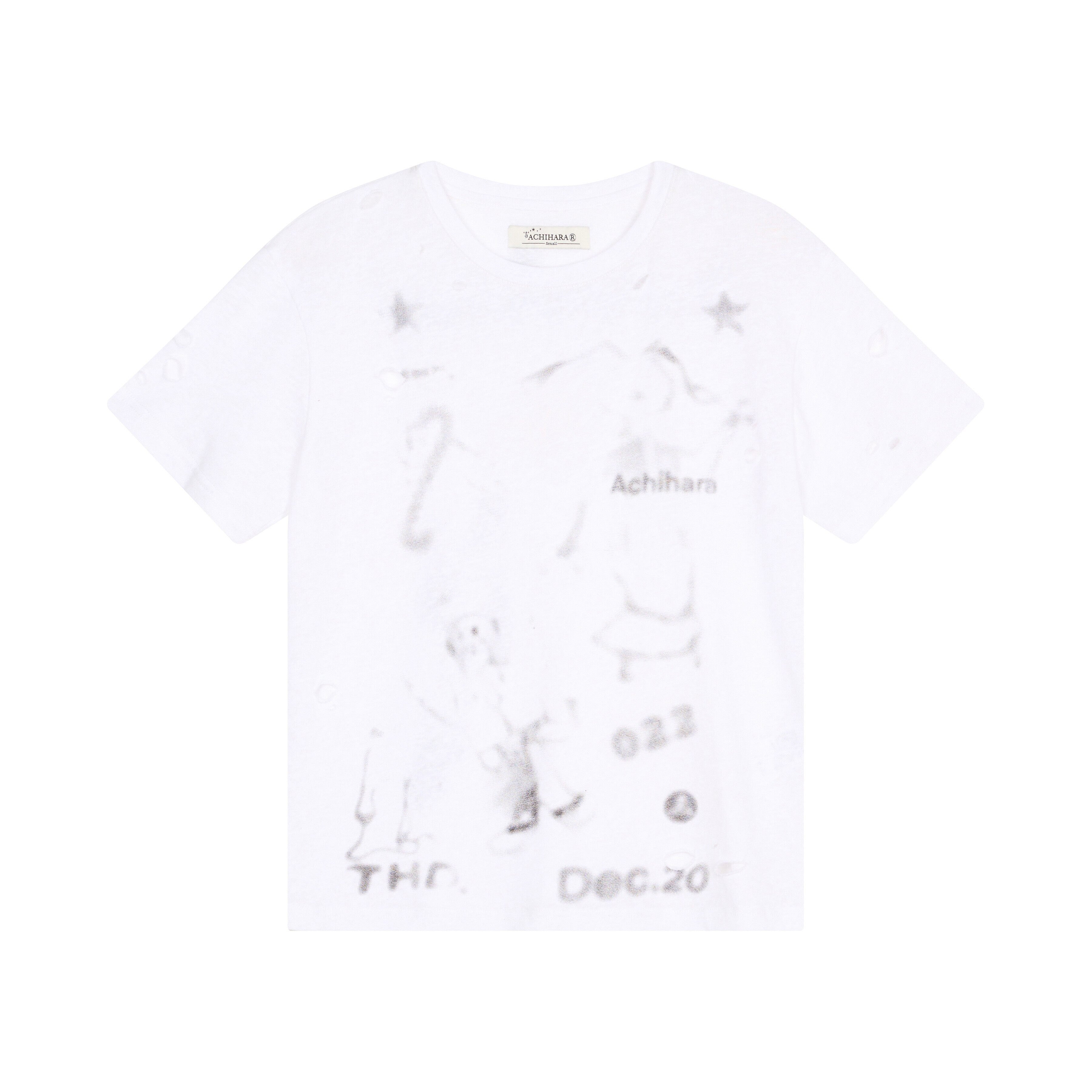 Achihara_Loose_Distressed_Graffiti_Print_Women'S_Cotton_Blend_Short_Sleeve_T-Shirts_MISSTT